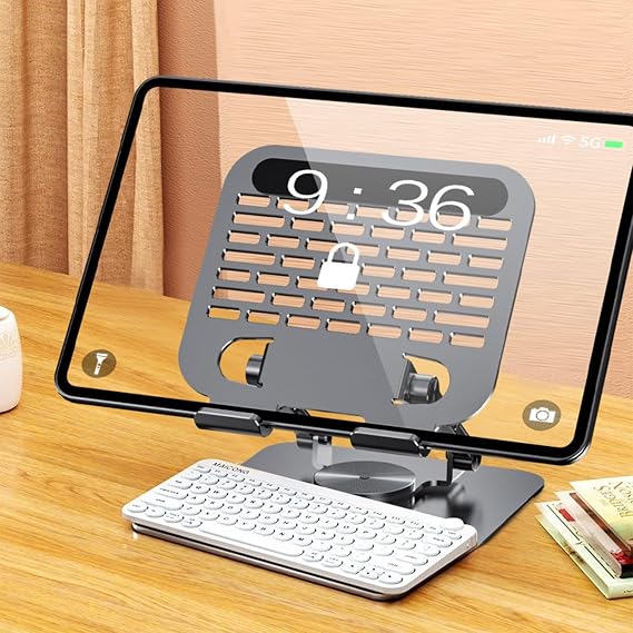 Adjustable Laptop Stand With 360 Degree Rotatable Base Foldable Laptop Holder For Desk Ergonomic Computer Notebook Portable Carbon Steel Tablet Stand