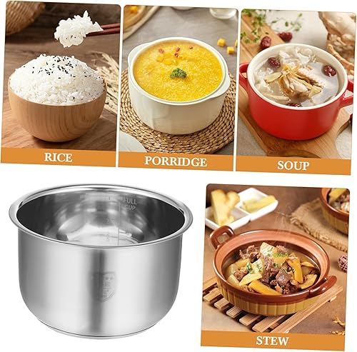 Miniatura 6 de Cabilock Inner Pot - Olla de cocina interior de 2 litros de acero inoxidable para arrocera de acero inoxidable, recipiente de repuesto para olla
