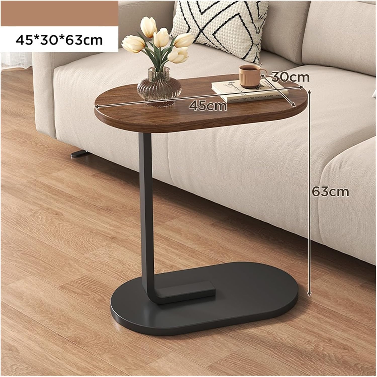 Side End Table Sofa Side Table Bedside Shelf Small Table Living Room Household Tea Table Simple Balcony Mobile Small Coffee Table Accent Coffee Table for Living Room Bedroom Office(Brown)