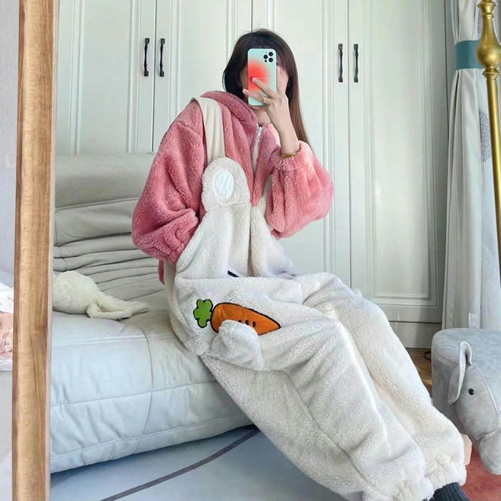 TEidea Schlafanzug Damen Winter Niedliche Hasen -Pyjama -Sets Für Frauen - Bunny Cosplay -Kostüm, Halloween -Pyjama