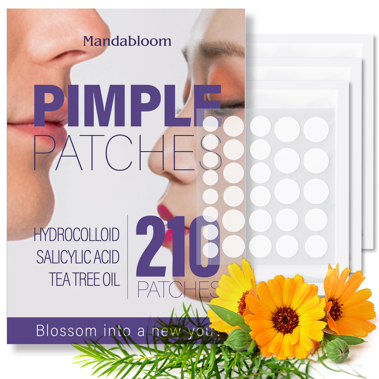 Acne Pimple Patches 210 Pack Hydrocolloid Acne Patches with Tea Tree Oil Salicylic Acid Pimple Patches for Face