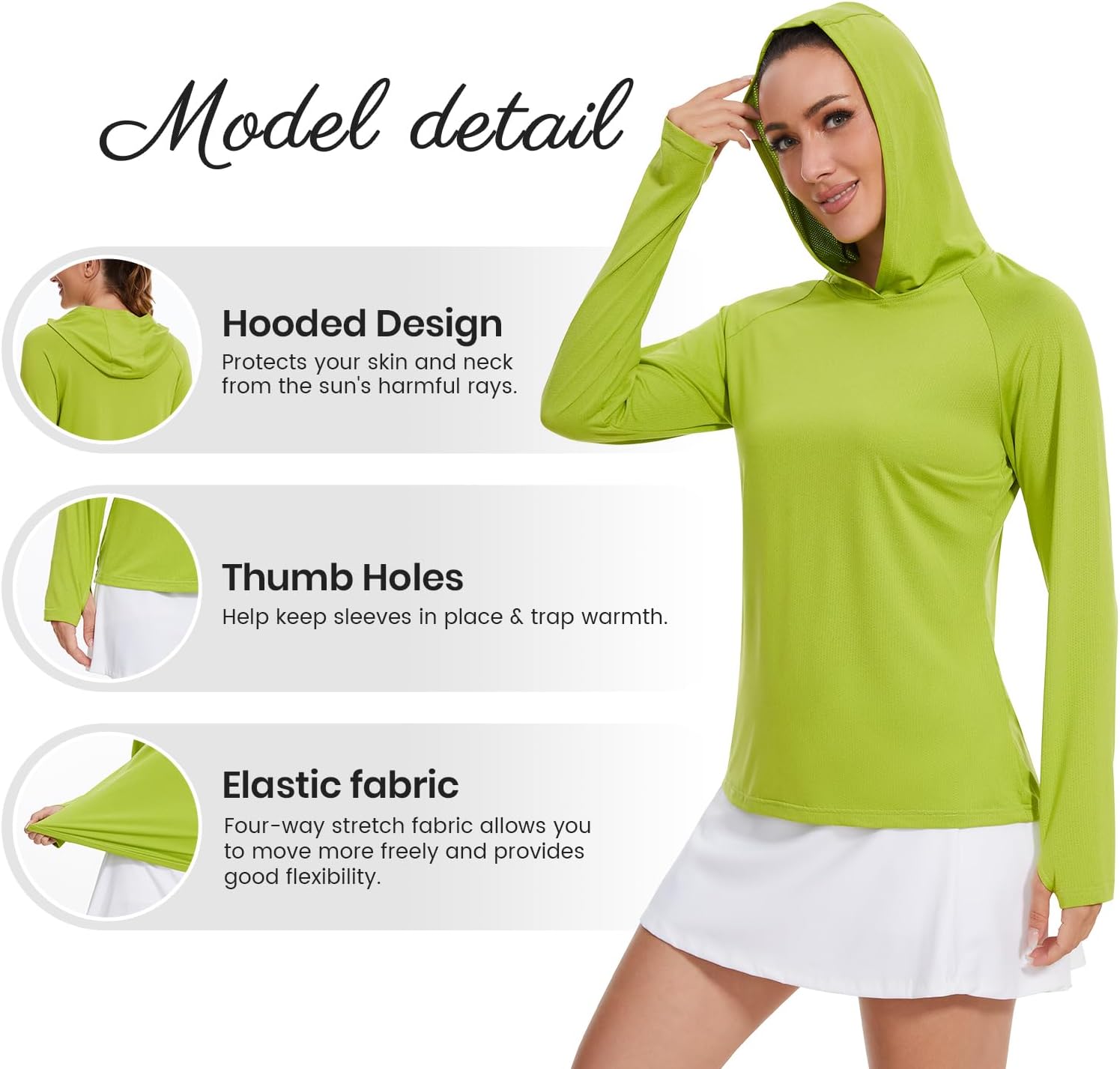 Femdouce 3 Pack UPF 50+ Sun Protection Hoodie for Women Athletic Long Sleeve Hoodie Shirt Lightweight with Thumb Hole - Image 5