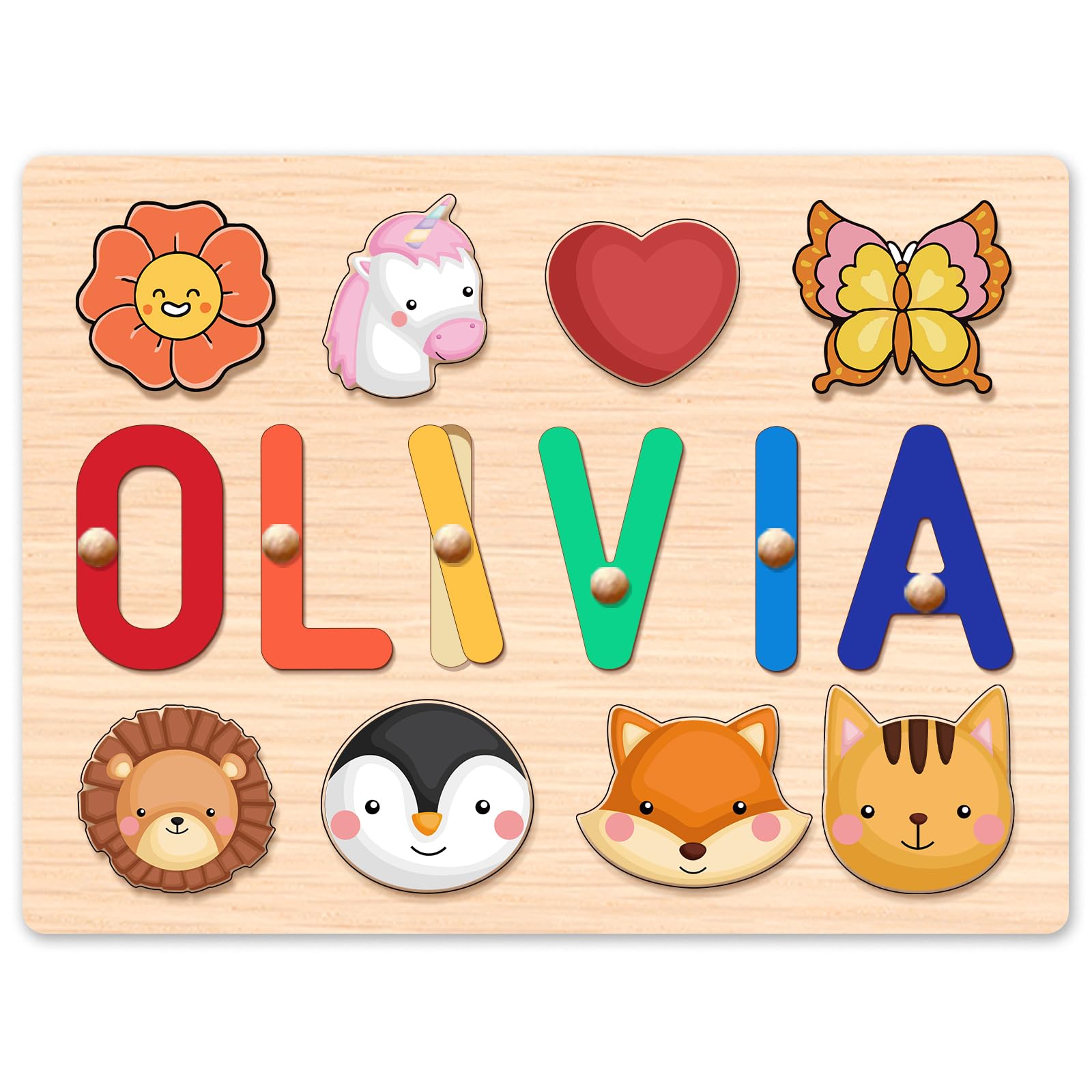 Sponsored Ad - Personalized Wooden Name Puzzle for Toddlers 1-3 - Custom Baby Sensory Toy Easter Basket Stuffers - Early Learning Educational Toys for 1 Year Old Girl - 1st Christmas Birthday Gifts for Girl and Boy