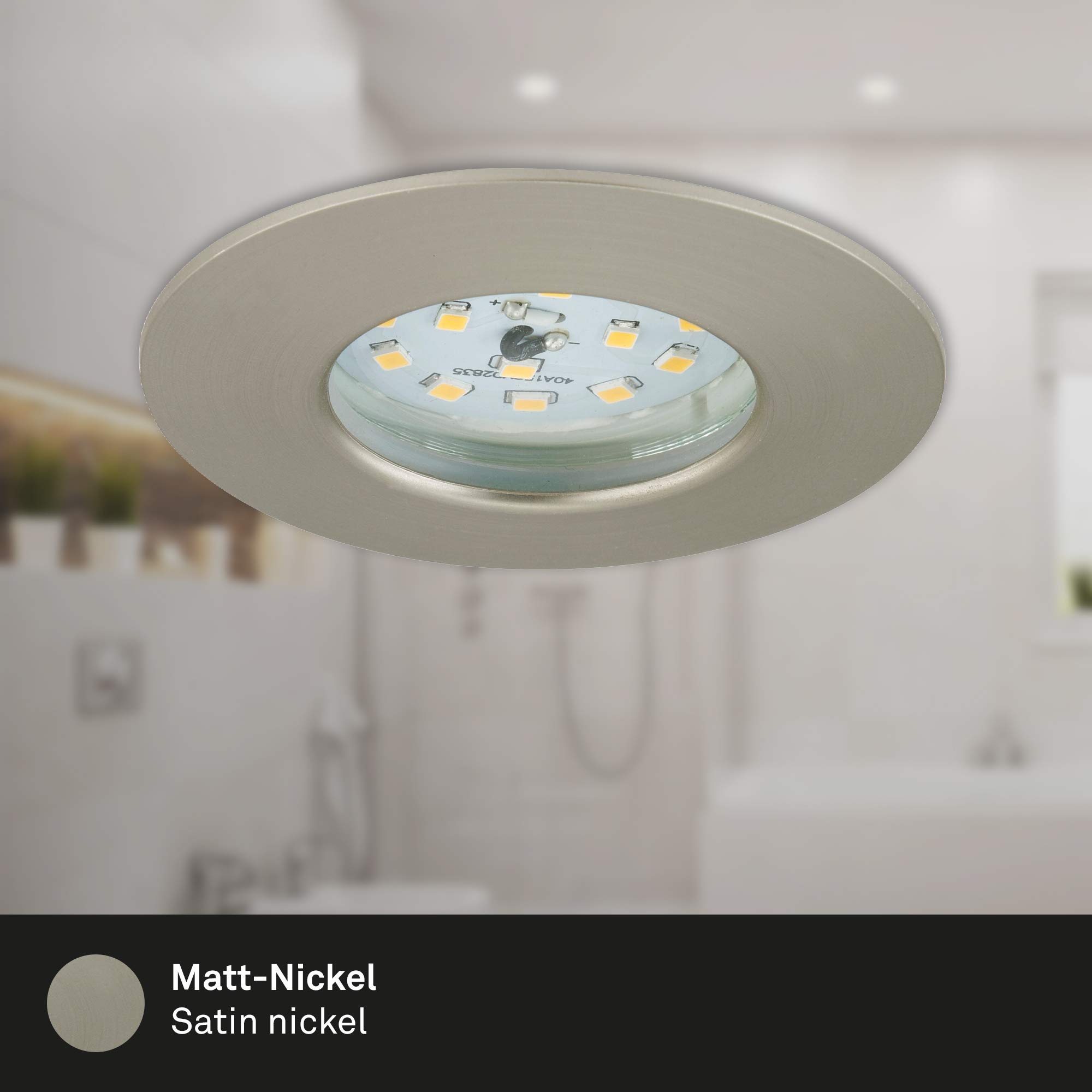BRILONER LED Einbauleuchten Attach matt-nickel 3er Set Deckenspot Lampen