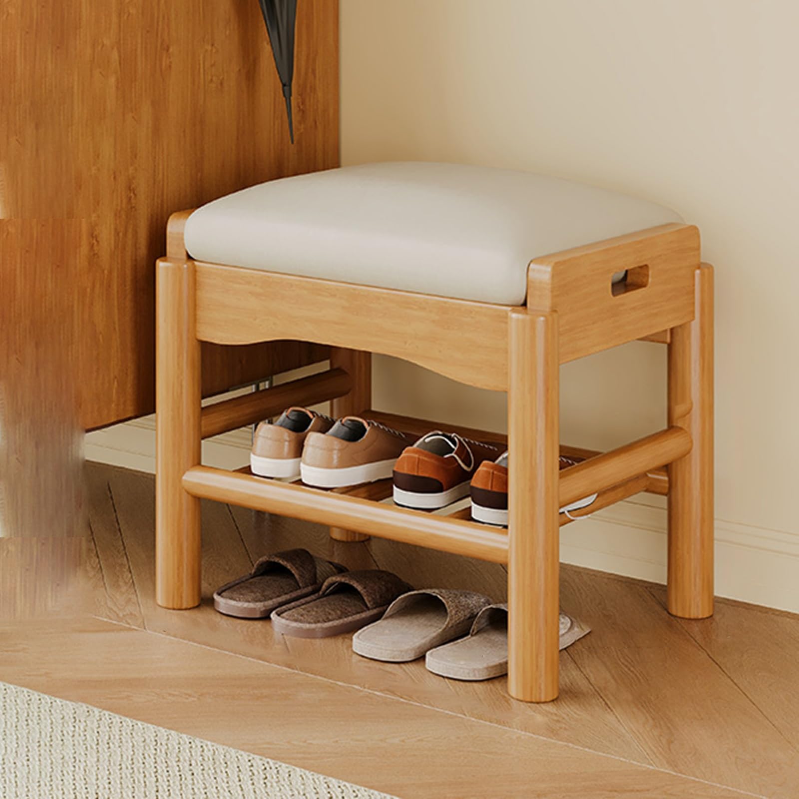 FCXWEVR Farmhouse Sle Entryway Bench with Shoe Sto Wooden Sto Bench with Container 45x30x40 cm Functal and Slish Hallway Fur