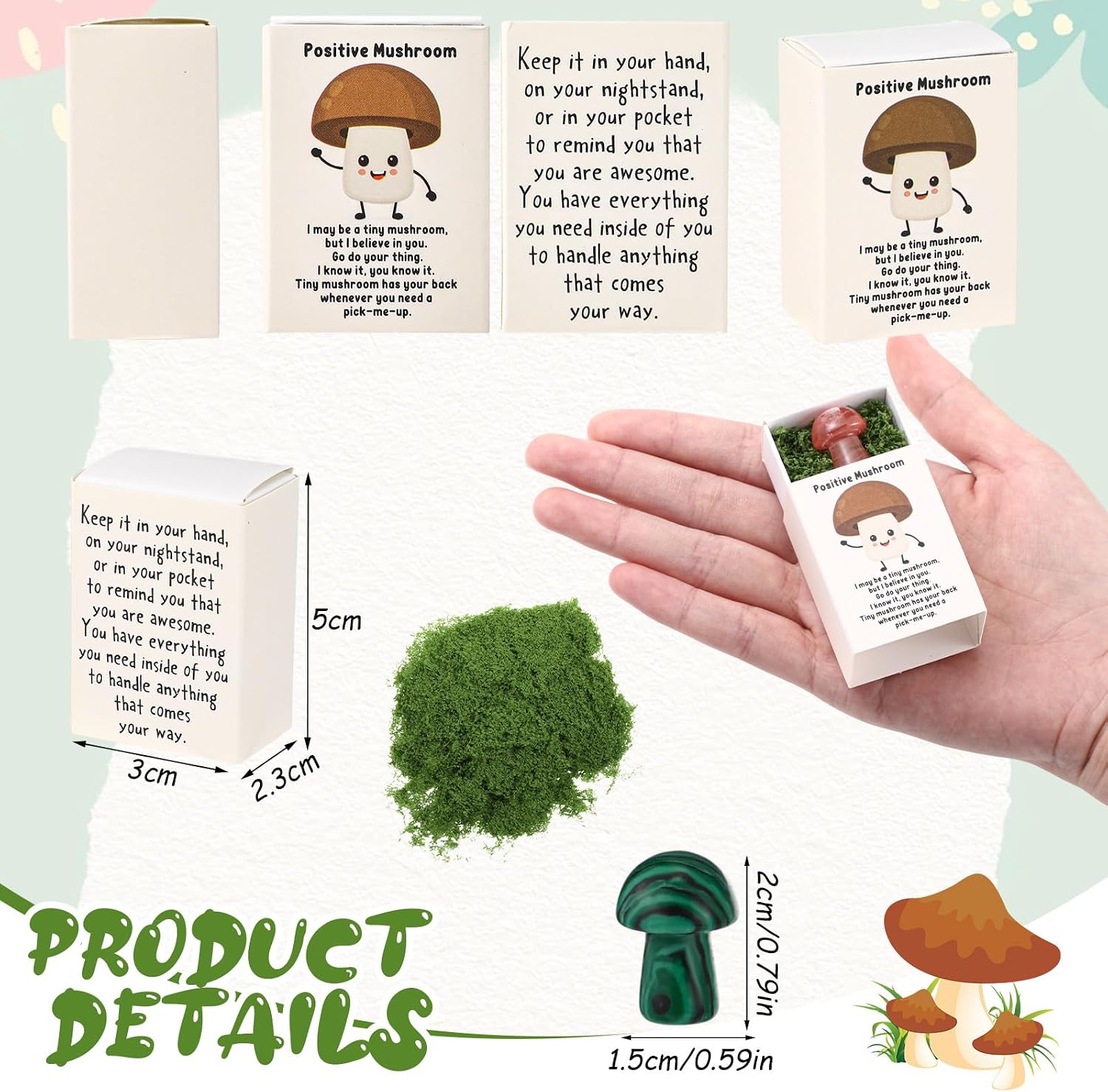 Motipuns 20 Sets Crystal Mushroom Bulk Pocket Hug Mushroom Party Favors
