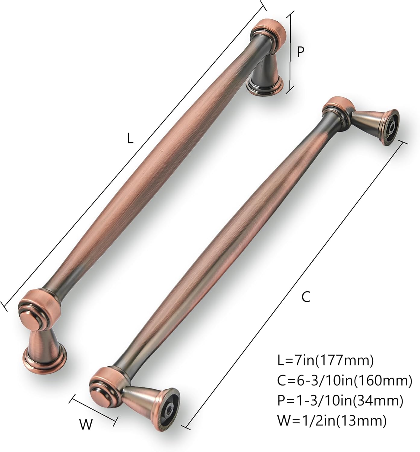 khtumeware 10 Pack 6-1/4 Inch(160mm) Brushed Antique Copper Cabinet Pulls Soild Vintage Kitchen Cabinet Handles Kitchen Cabinet Hardware for Cupboard Drawer Handles Dresser Pulls