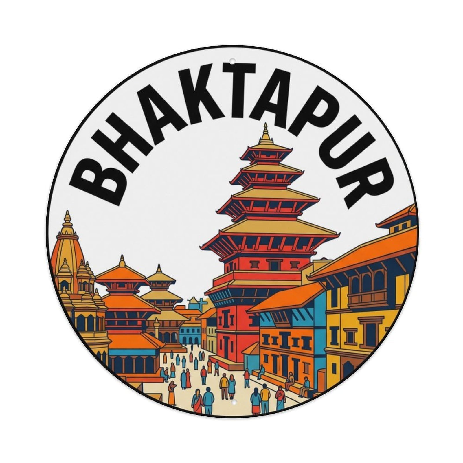 Retro Travel Nepal Bhaktapur Metal Tin Sign