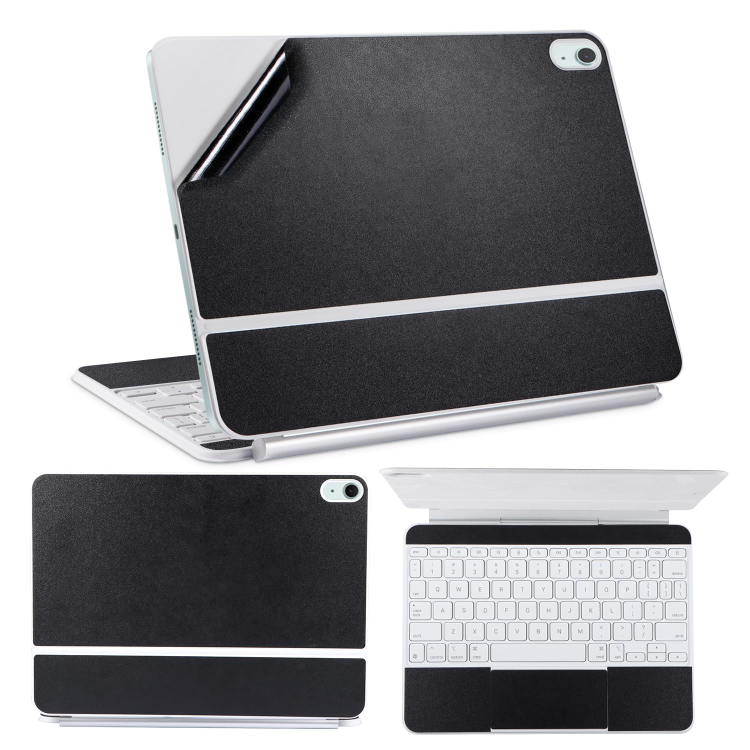 IMMOENUC Protective Skin Sticker for 2025 iPad Air M3 (A3268/A3269) 13-inch Magic Keyboard 3-Side ull Coverage Protective Vinyl Decals Self-Adhesive,Pre-Cut (Top/Bottom/Keyboard Panel)?Black?