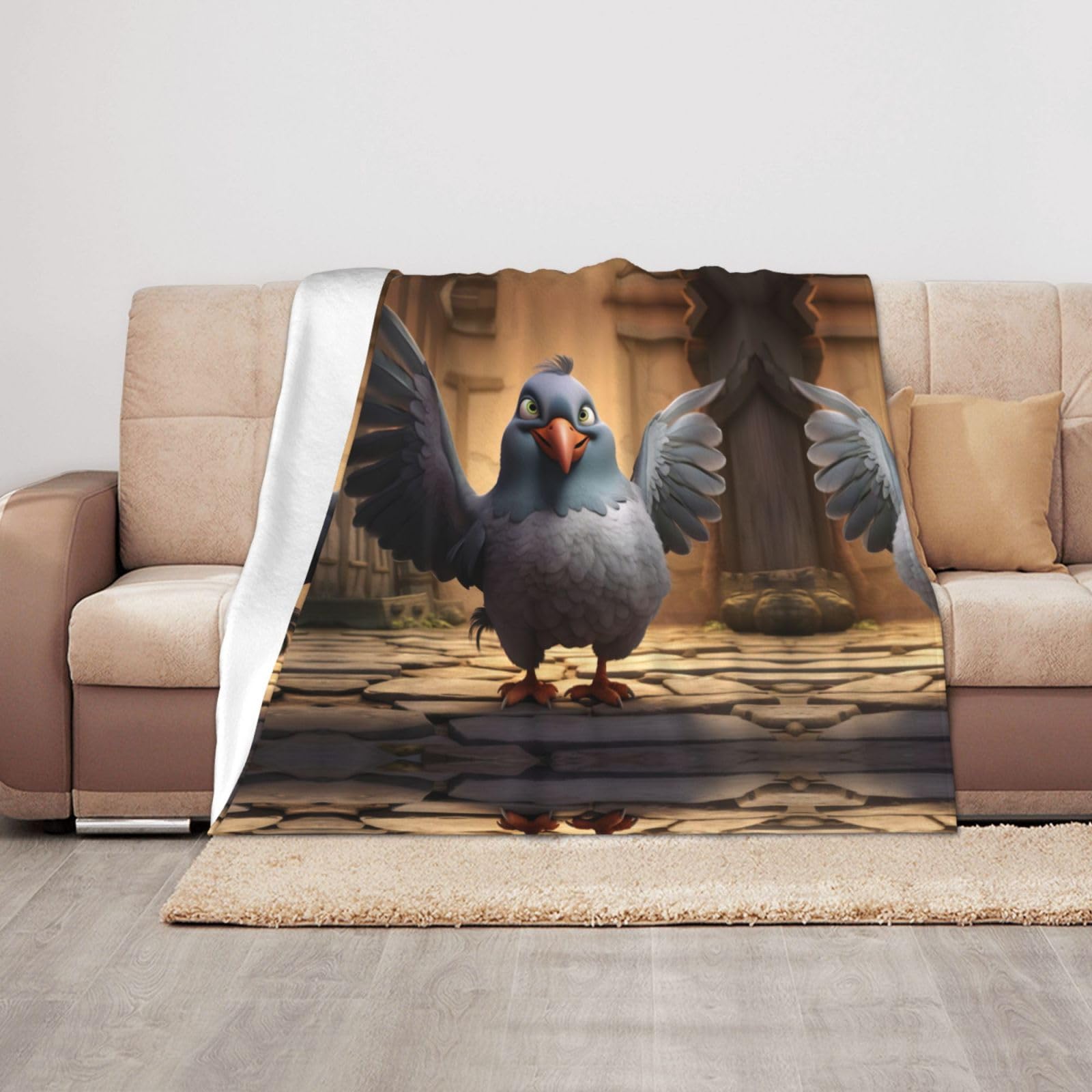 Couverture de voyage dessin animé pigeon indispensable pour le train