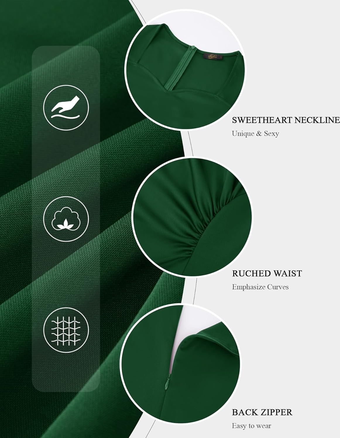 Dressystar Women's Ruched Waist A Line Wedding Guest Dress Spring Wrap Midi Elegant Flowy Formal Cocktail Party Dresses - Image 6