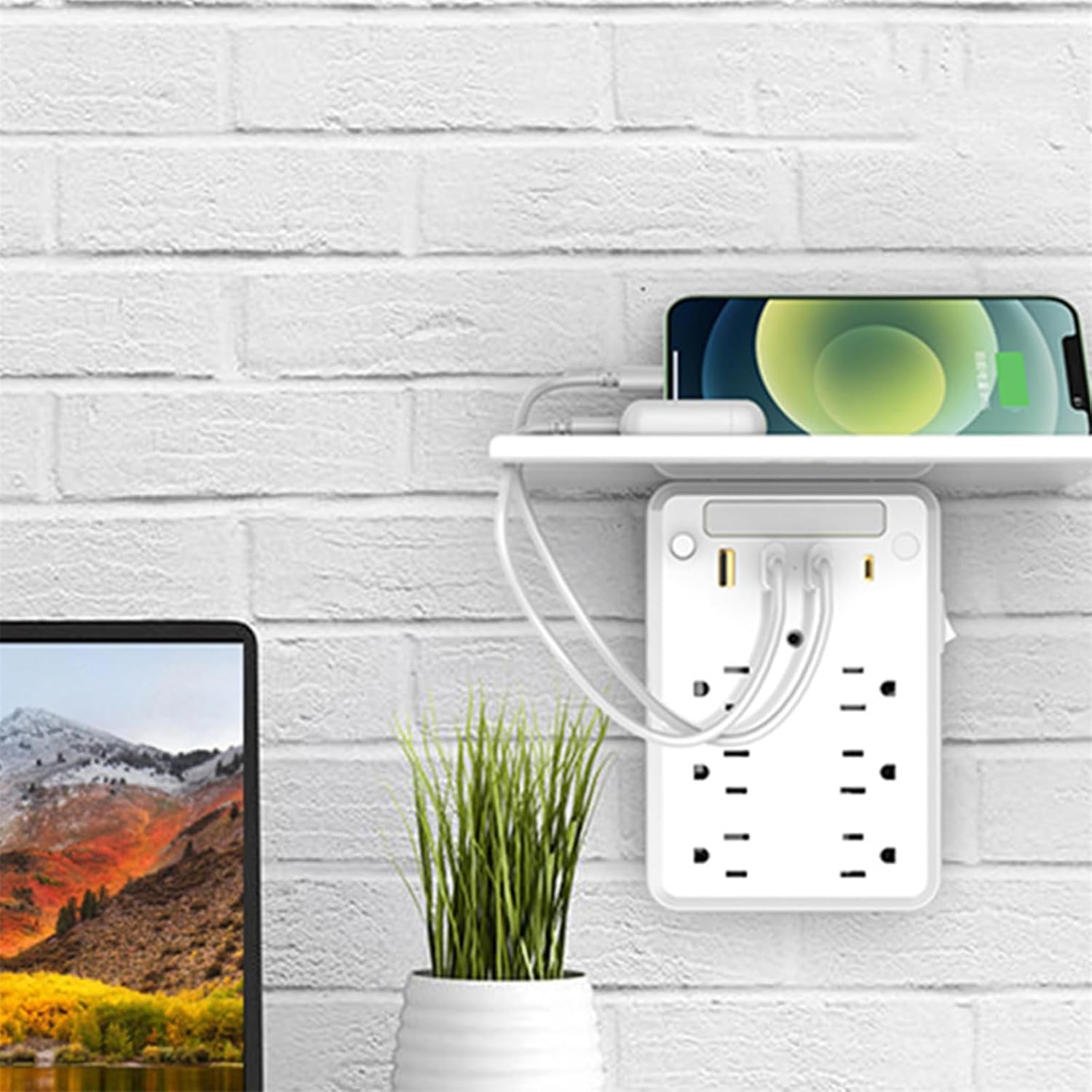 Multi-Functional Power Strip with Panel, 9-in-1 Wall Outlet Expander with USB Charging Ports, Multi-Plug Outlet Splitter, Detachable Plug Expander for Home(1Pcs)