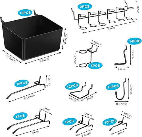 Miniatura 4 de Gisafai 278 piezas de accesorios de tablero de clavijas de 14, incluye cubos de tablero de clavijas y vasos, cestas de metal para tablero de