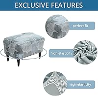 Vista 5 de Eco-Ancheng Funda elástica para silla, funda otomana rectangular de almacenamiento, funda otomana para reposapiés, fundas otomanas para taburete