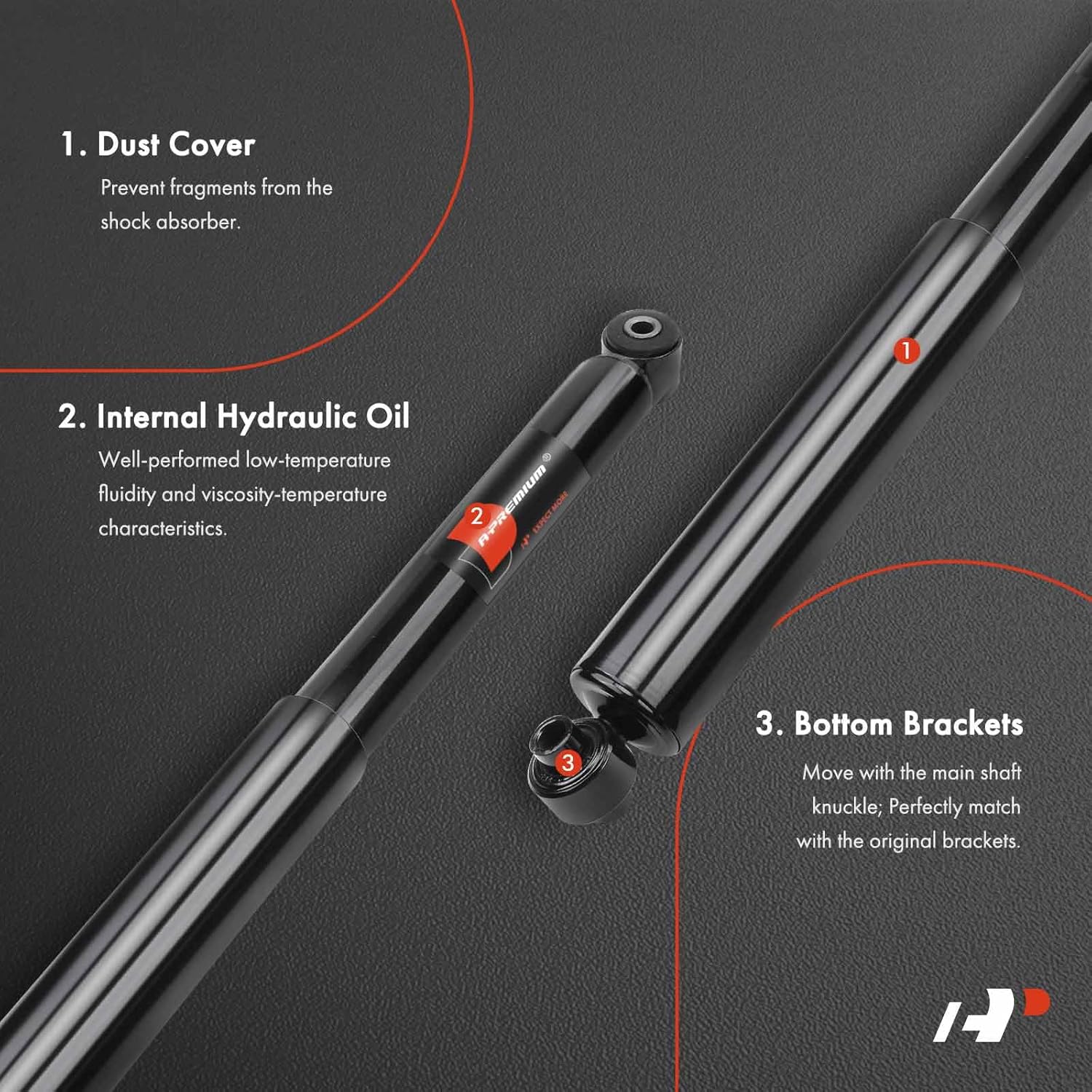 A-Premium Rear Pair (2) Shock Absorber Assembly Compatible with Jeep Grand Cherokee 2005 2006 2007 2008 2009 2010, Sport Utility, Driver and Passenger Side