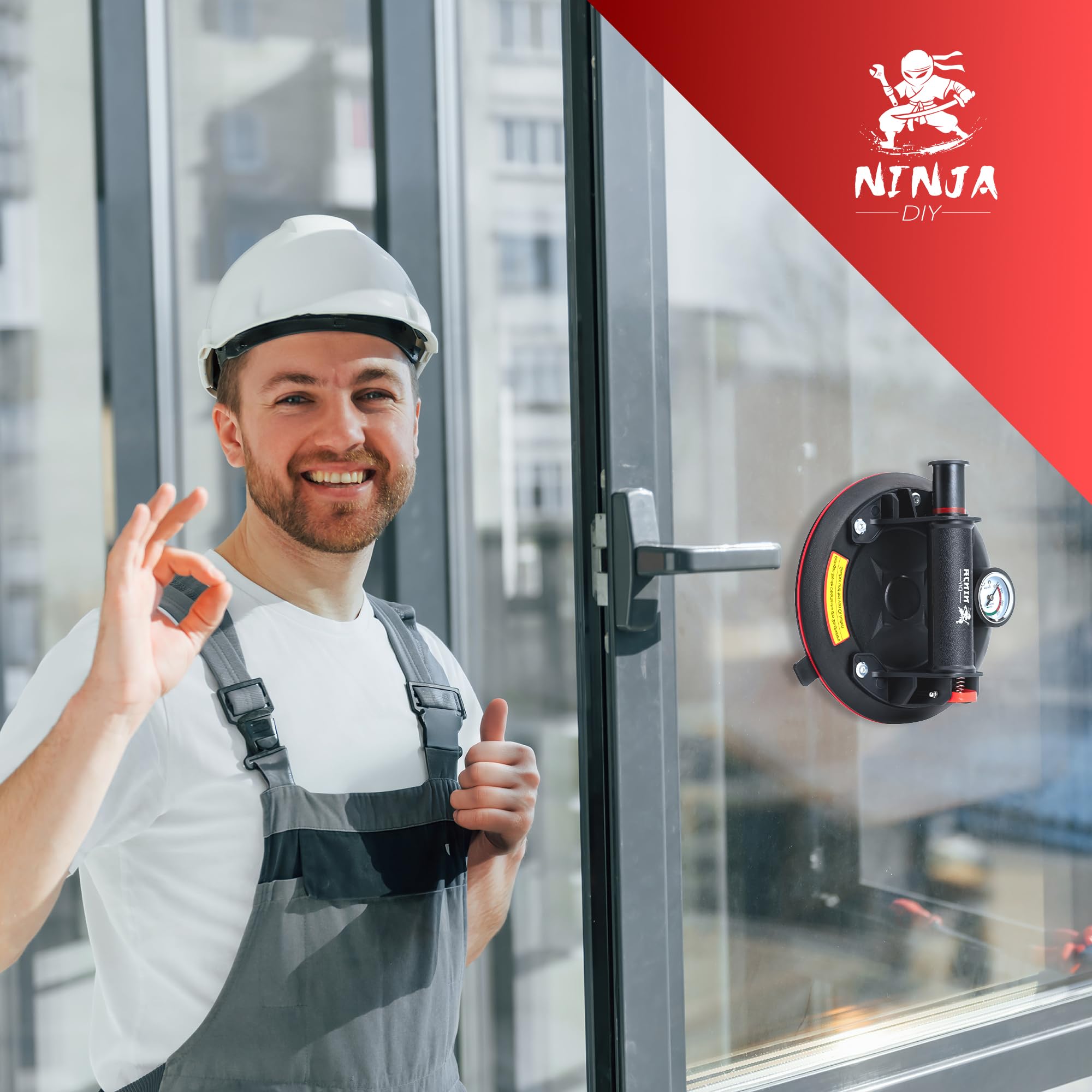 Saugheber 2er Set - Robuste Glasheber für Glas, Fenster, Laminat, Fliesen, nur für glatte Oberflächen – NICHT FÜR TERASSENPlATTEN UND RAUE OBERFLÄCHEN - Vakuumheber Saugnäpfe für Fenster