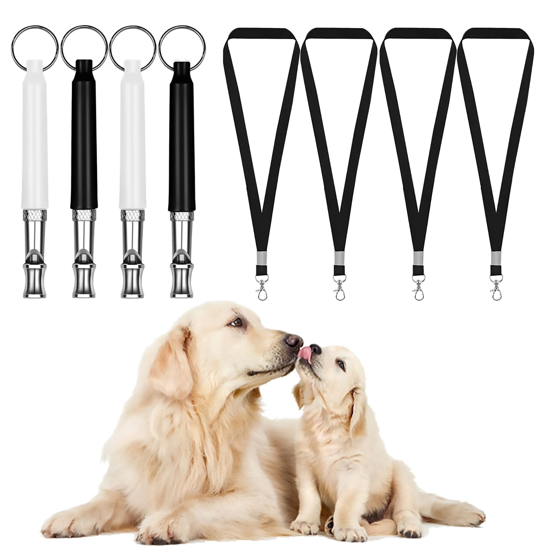 Dog Whistle,Adjustable Ultrasonic Silent Dog Whistle,Dog Whistle to Stop Barking Neighbors Dog,with Lanyard Professional Recall Dog Training Whistles,Dog Whistle to Make Dogs Come to You?B&W? (2)