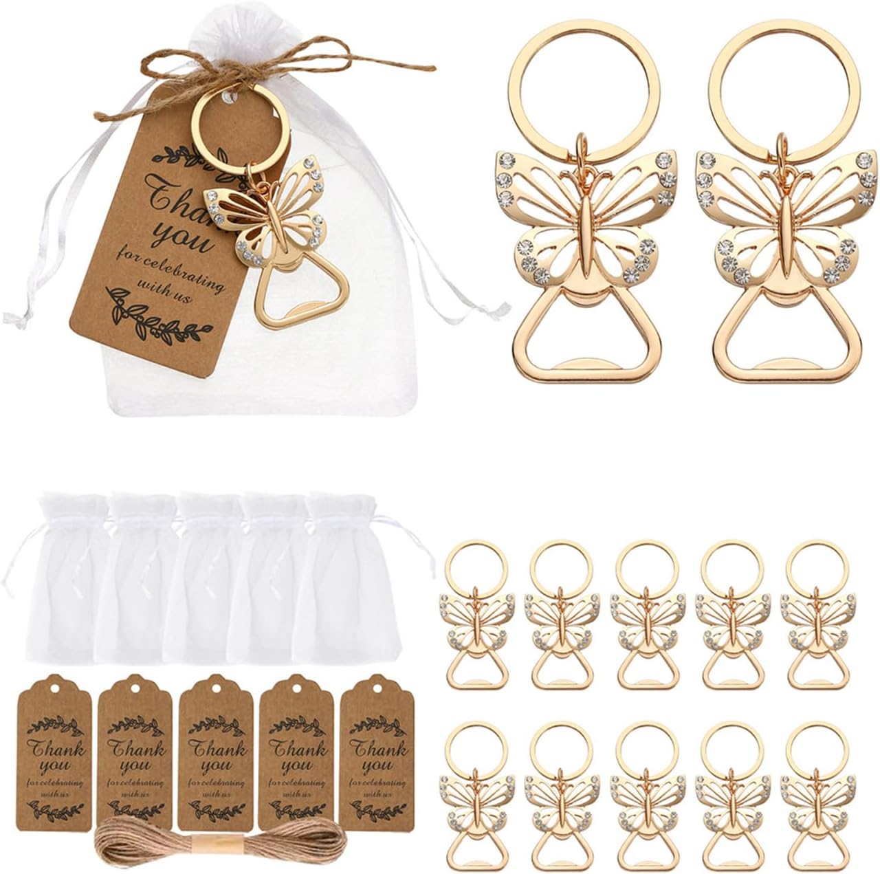 40PCS Baby Shower Return Gifts Bottle Opener Valentines Day Bottle Opener Bridal Shower Favor Wedding Souvenirs Keycahin Baby Bottle Opener For Girl Baby Party Favors For Guest (Butterfly Opener,40)