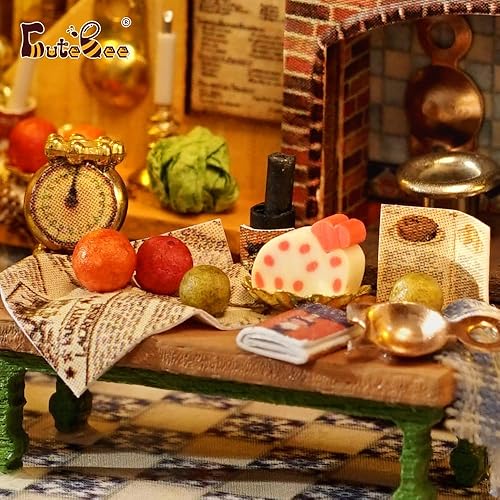 Miniatura 7 de Cutebee - Casa de muñecas en miniatura con muebles, kit de casa de muñecas de madera DIY (hazlo tú mismo), a prueba de polvo, con música, se mueve,