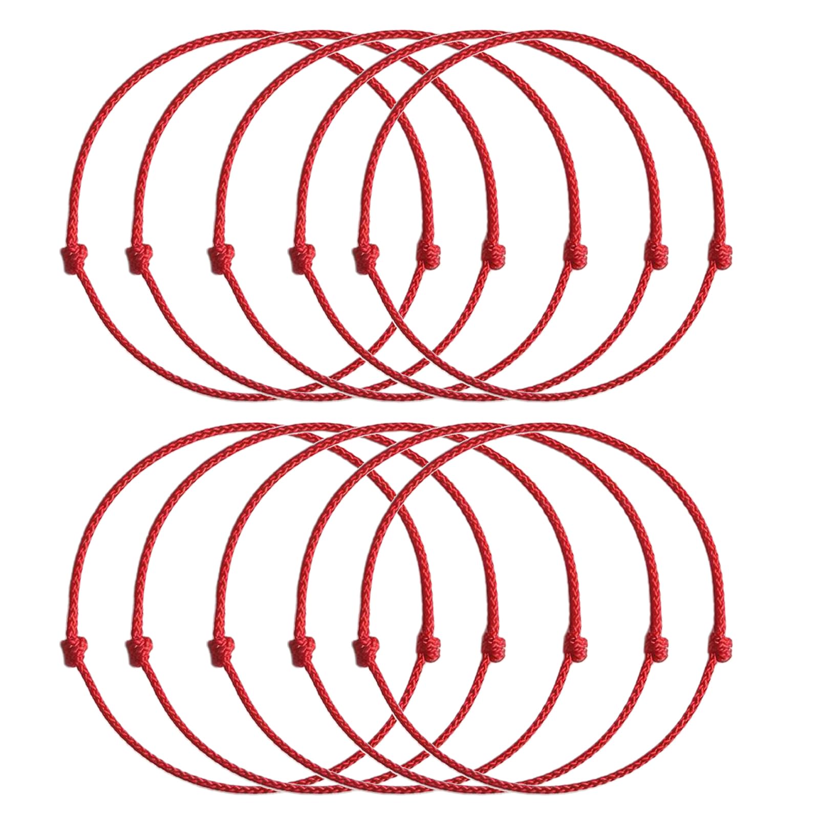 Hyclam 10 Pcs Fashion Red String Bracelet Simple Thin Rope Bracelet Adjustable Braid Rope Wristband Bangles for Women Girls