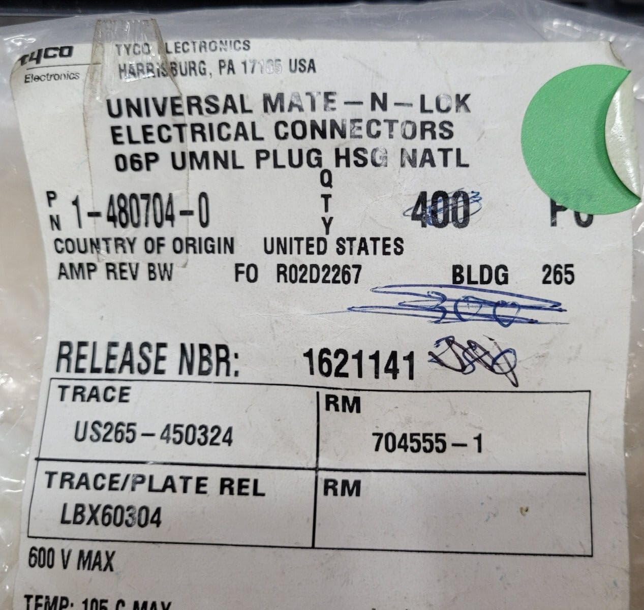 (1 PC) 1-480704-0 Compatible with TYCO Conn Plug Compatible with HSG 6POS UNI-Mate