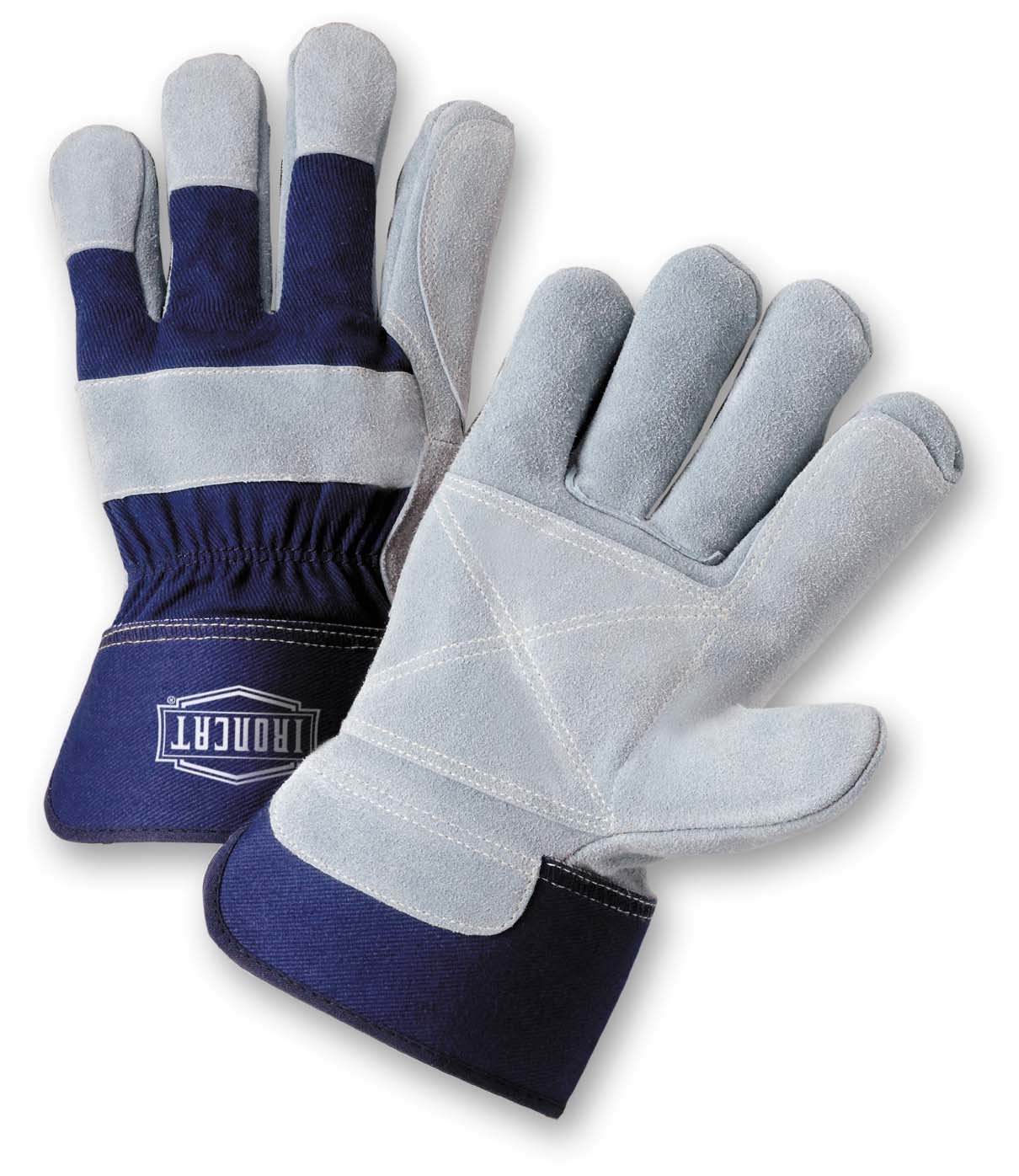 Guantes de trabajo de piel de vaca Ironcat Premium Split, L, azul y gris, 12