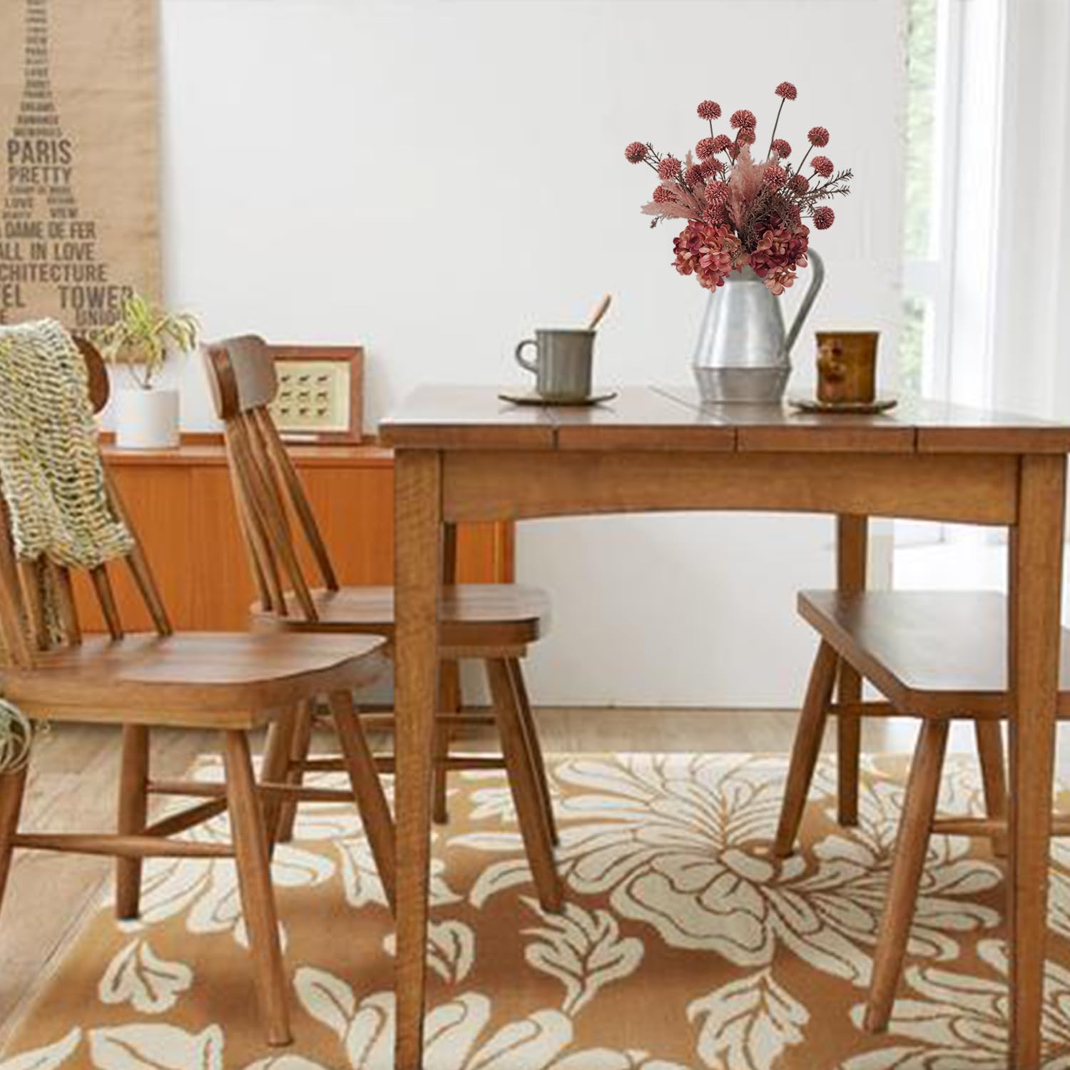 Momiaday 15Pcs Dusty Rose Artificial Flowers Bouquets,Vintage Pink Silk Flowers Decoration for Home Table Centerpieces,DIY Faux Floral Arrangement for Vase Decoration