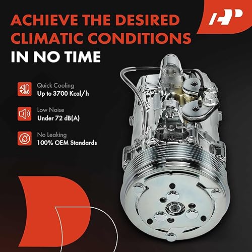 Miniatura 7 de A-Premium Ajuste para Sanden SD-7 Mini 6PK Estilo, Compresor Universal AC con embrague, correa serpentina de 6 ranuras, carcasa de aluminio cromado