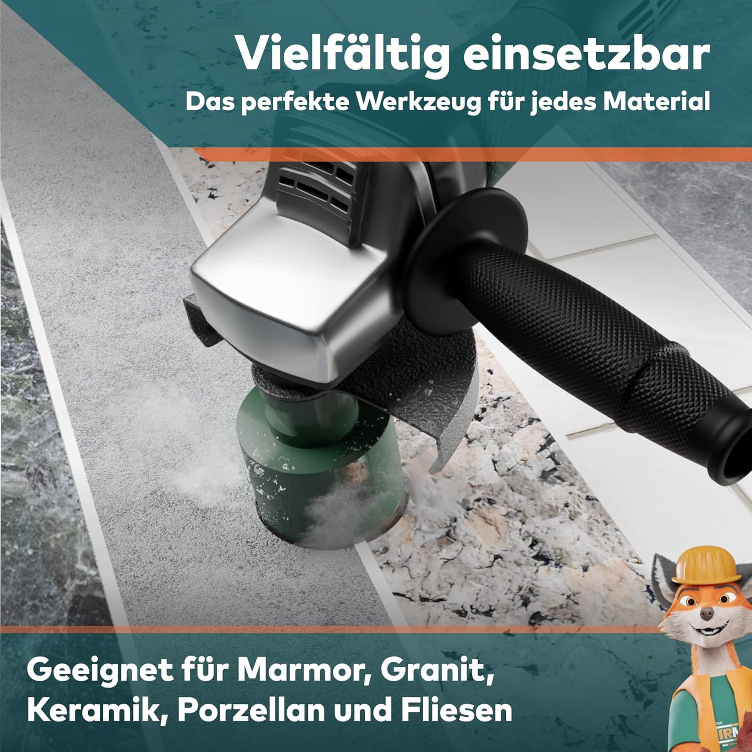 Das exklusive Diamantbohrer Set von Fairmo (5 Teile inkl. M14 Adapter) - Diamantbohrkronen Fliesenbohrer Set 68mm, 50mm, 35mm, 25mm, 20mm - Bohrkrone für harte Fliesen, Keramik, Beton, Feinsteinzeug