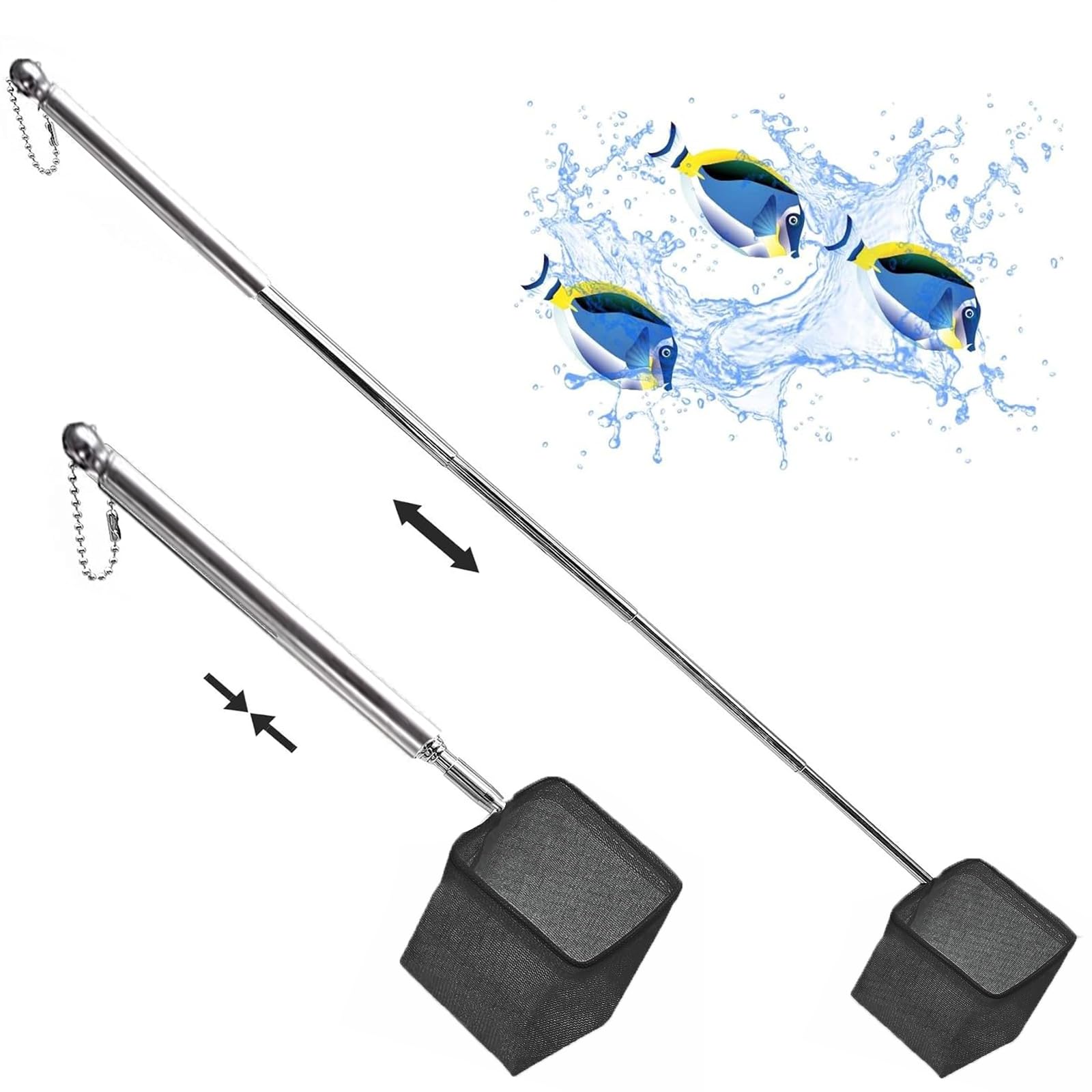 Red de Pesca para acuarios, Mini acuarios, Red de Pesca para camarones, Red de Pesca para Acuario, con Mango Largo Extensible de 19 a 39 cm, para camarones Betta Acuario