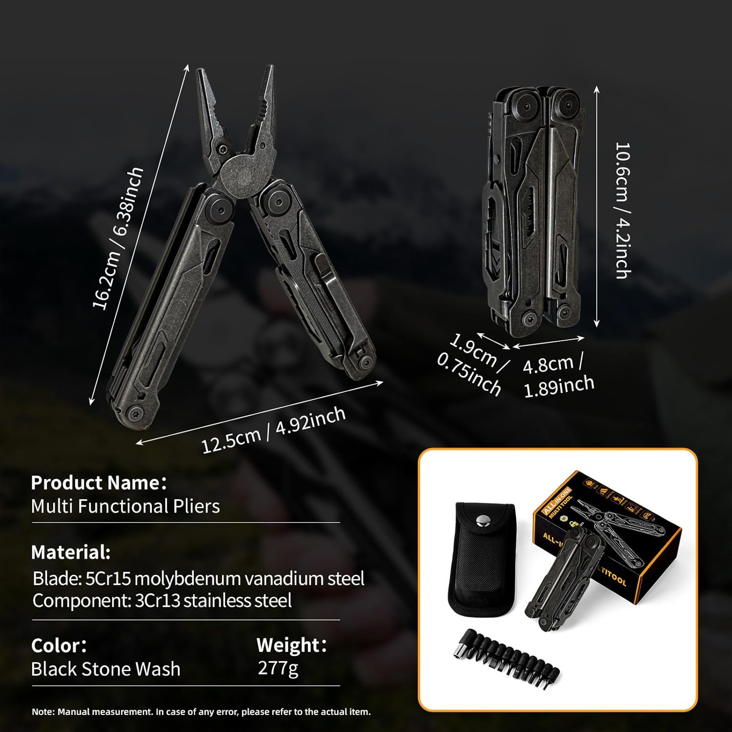 34-in-1 Multitool Pliers with Scissors,Saw, Screwdrivers,Bottle Opener, Allen Wrench,Rope Cutters,File, Stainless Steel Multi Tool with Carrying Pouch Ideal for Camping Survival & Gift for Dad Him Men