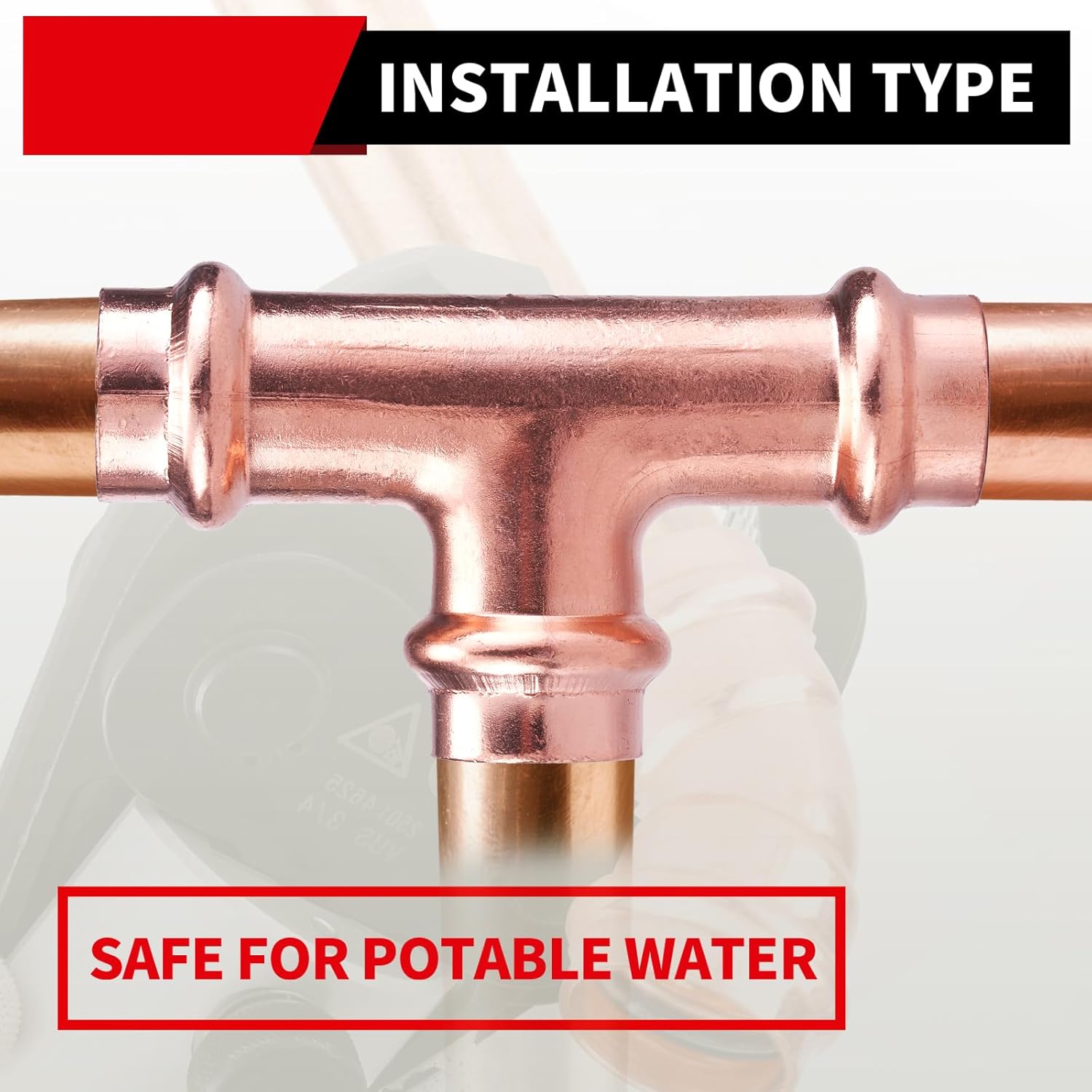 Copper Press Fittings Equal Tee, 10-Pcs 1/2 x 1/2 x 1/2 inch Heavy Duty Pro Press Fittings, P x P x P for Copper Fitting Connection, NSF 61 & 372, cUPC Certified