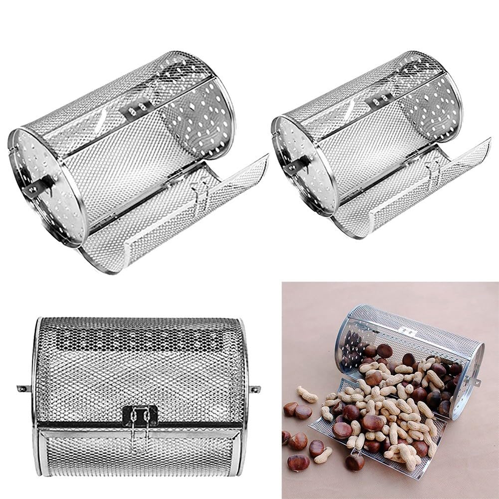 Tambour rotatif en acier inoxydable pour four - Grille de cuisson antiadhésive - Pour rôtir (D : 14 x 14 x 25 cm)