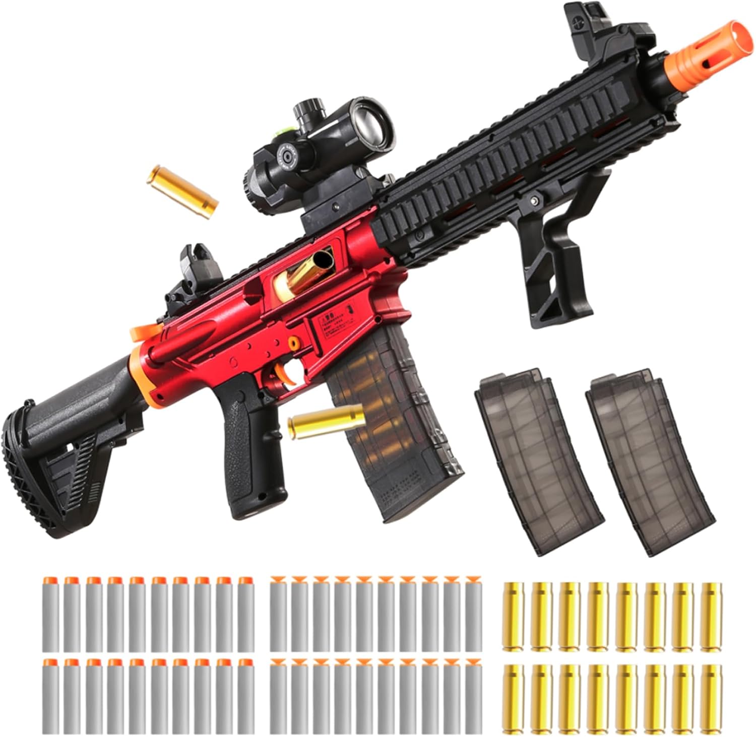 Electric Foam Dart Blaster Toy with Shell Ejection – Qudify Silver Foam Dart Gun, 40 Darts, 2 Magazines, 16 Shells, Rechargeable Battery, 13m Range, Goggles Included, for Kids 8+