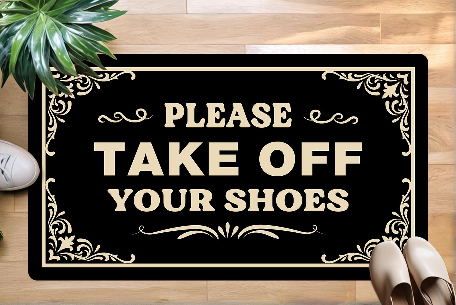 Oujilidemat Funny Please Take Off Your Shoes Door Mat for Indoor & Outdoor Entrance – Personalized, Anti-Slip Novelty Gift Mat, Perfect for Home,