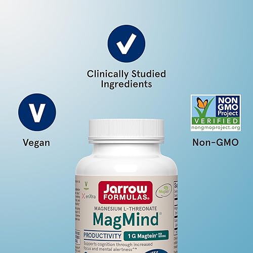 Miniatura 5 de Jarrow Formulas L-treonato de magnesio, productividad MagMind, magnesio de alta absorción, suplementos cerebrales para memoria y enfoque, 60