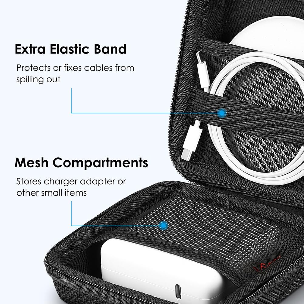 FINPAC Hard Case for MacBook Charger, Small Electronic Organizer Bag for MacBook Power Adapter, Portable Pouch Travel Storage for Laptop Accessories, Magic Mouse, USB Drives, GoPro, Gadgets - Black - Image 7