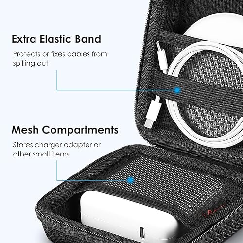 Miniatura 7 de FINPAC Funda rígida para cargador de MacBook, pequeña bolsa organizadora electrónica para adaptador de corriente MacBook, bolsa portátil de