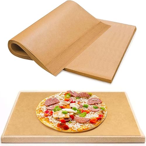 Miniatura 1 de 100 piezas de papel pergamino de piedra de pizza rectangular, papel de hornear piedra de pizza para horno y parrilla para mantener la piedra limpia,