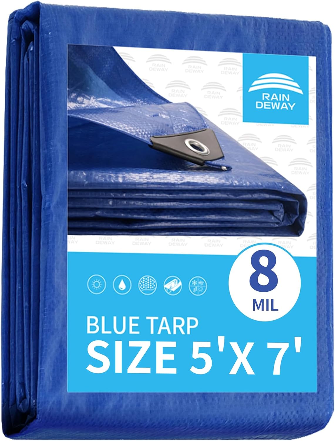 Durable 5×7 Blue Heavy-Duty Tarp – UV Resistant, Waterproof, & Reinforced