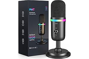 USB Microphone with Cardioid Condenser and RGB Lighting for Gaming, PC, Mac, PS4, PS5, Phone