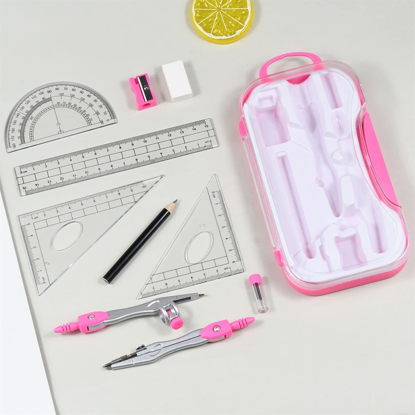 conjunto de brújula Kit de geometría de matemáticas - 10 piezas por conjunto Estudiante Compasses Conjunto geométrico Precisión de alta precisión Profesional Metal School Compass Set Dibujo Conjunto d