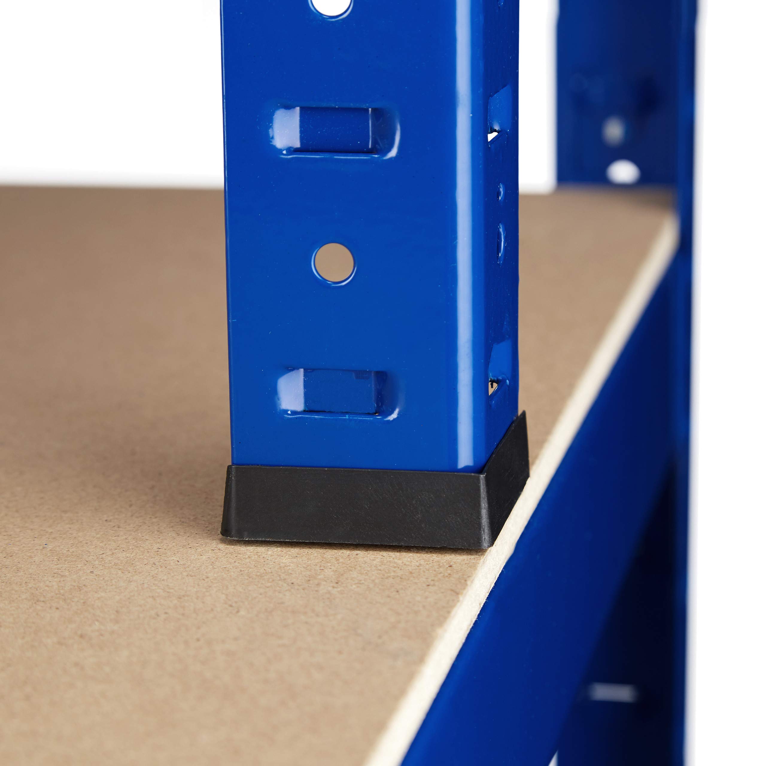 Relaxdays Scaffale in Metallo, Banco da Lavoro, Capacità fino a 900 kg, 5 Ripiani, Incastro 180x100x60, Acciaio,MDF, blu