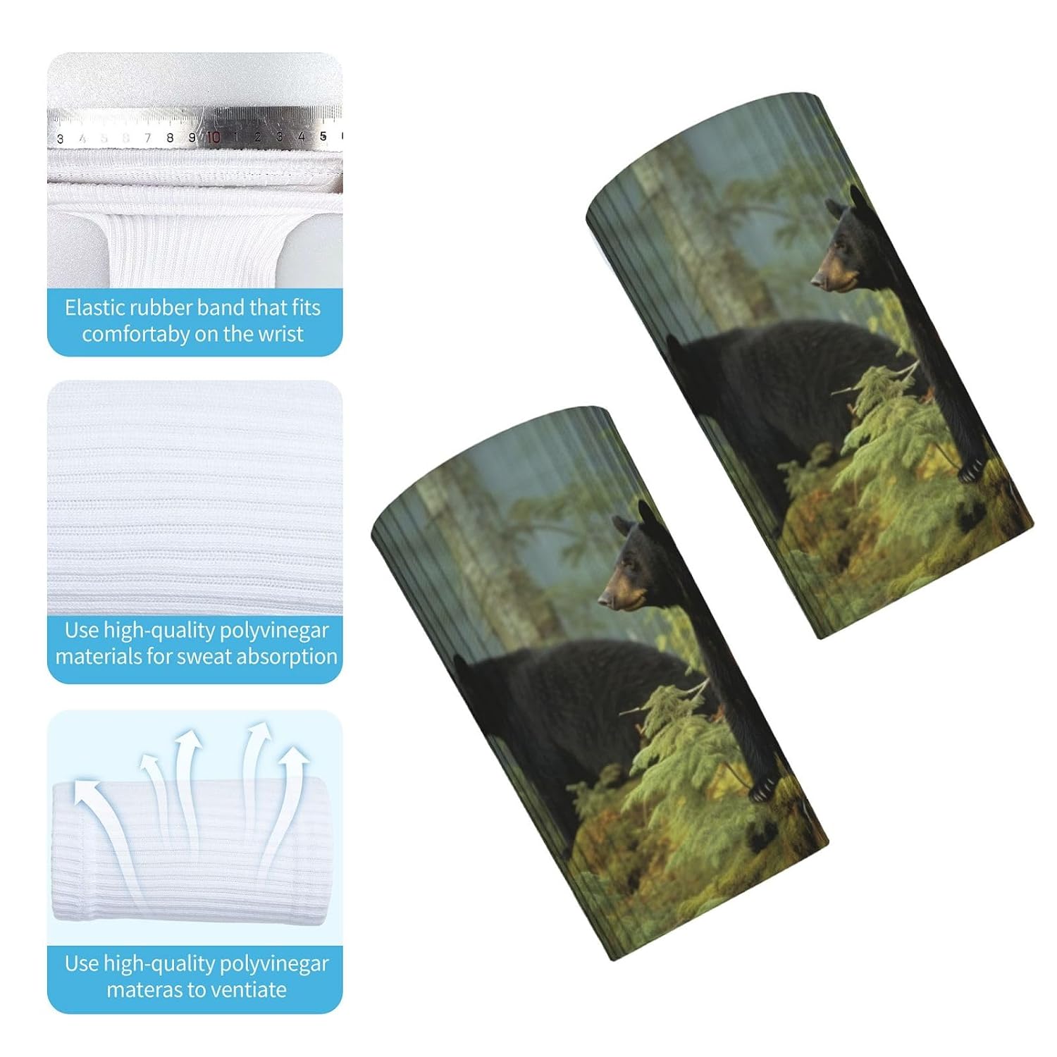 Printed Elastic Wristband, Breathable Soft Wrist Compression Sleeves 2PCS image 3