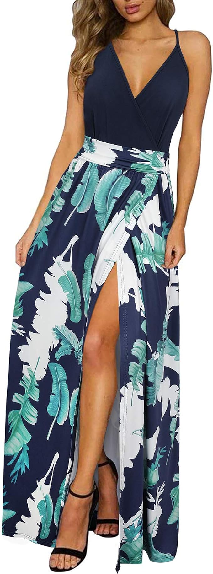 Summer V-neck Sleeveless Split Dress Fashion Slim High Waist Party Club Clothing For Women