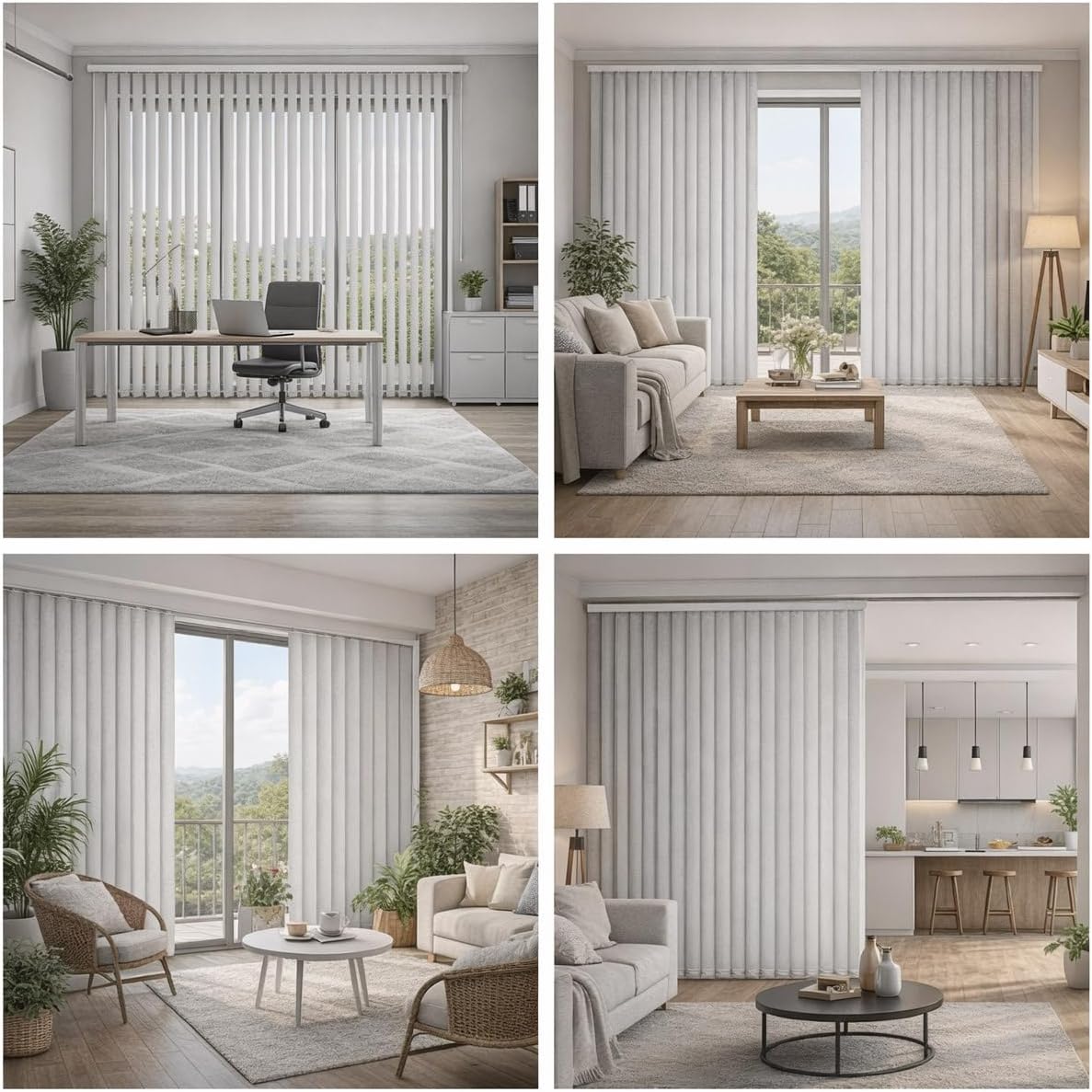 White Vertical Window Blinds for Patio 48" 59" 63" 68" 71" 78" 84" 96" Blackout Vertical Blinds for Sliding Glass Doors Cordless Panel Track Windows Shades for Room Divider(51" W x 48" H)