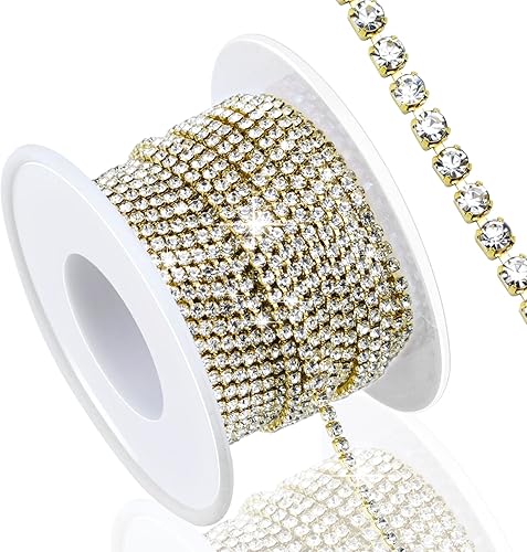 Miniatura 9 de Dowarm Cadena de Cierre de Diamantes de Imitación de Cristal de 10 Yardas 2MM (0.079 pulgadas) para Coser Zapatos Crocs Ropa Tazas, Cadena de Azul