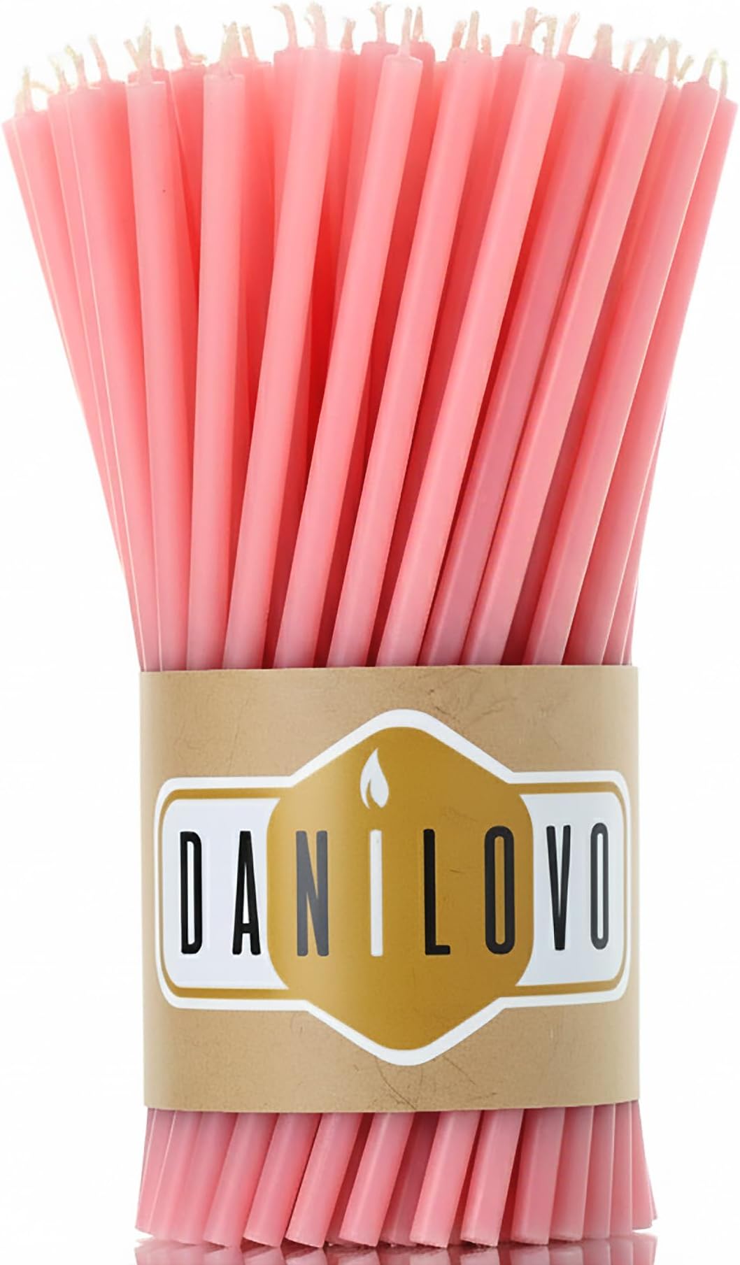 Pure Beeswax Candles - No-Drip, Smoke-Less, Tall, Thin Taper Candles โ Decorative Candles for Church Prayer, Decor or Birthday Candles โ Honey Scented Candles โ 6.4โx0.22โ (Pink, 50pcs)