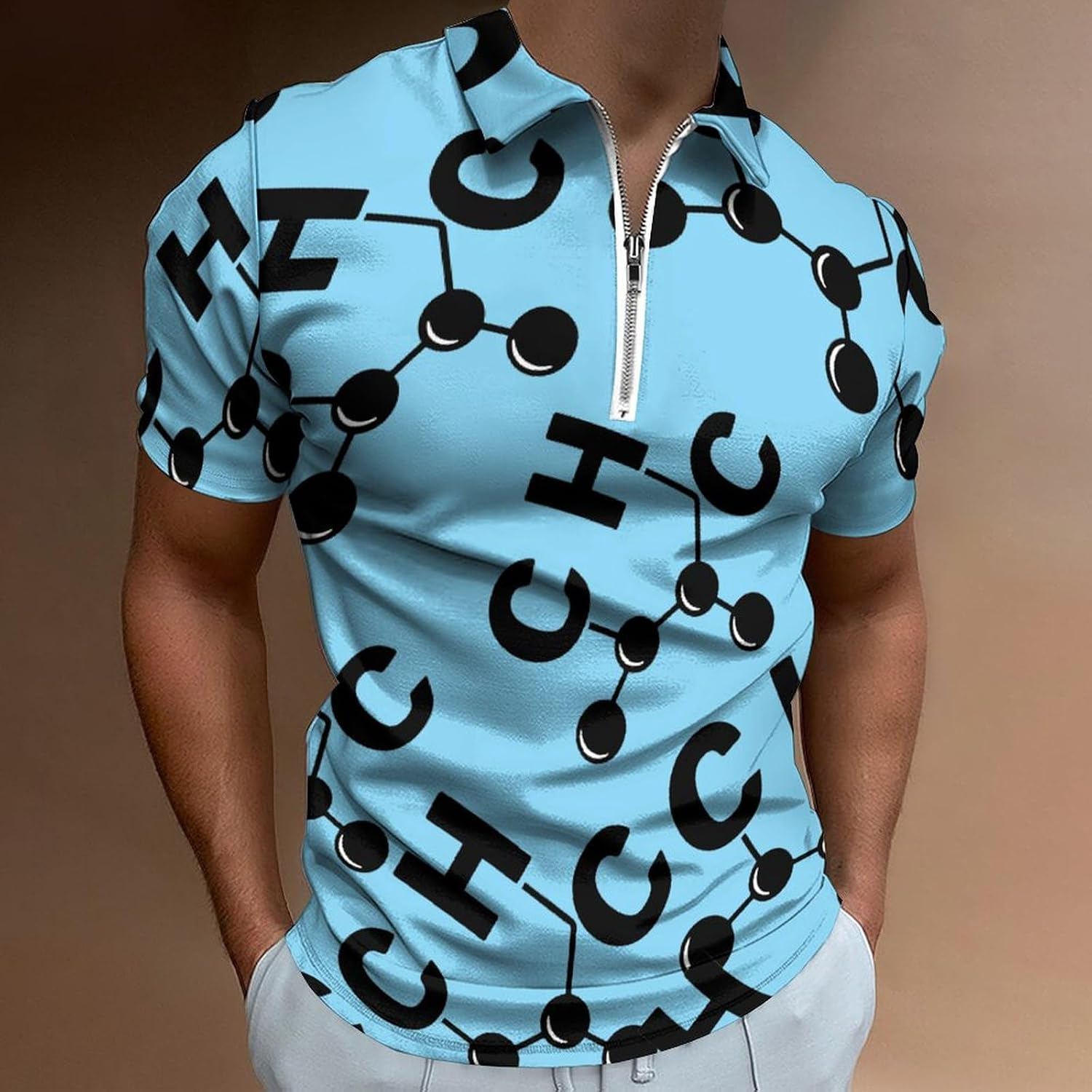 Scientist Science Caffeine Molecule Men's Polo Shirts Golf Short Sleeve Tops