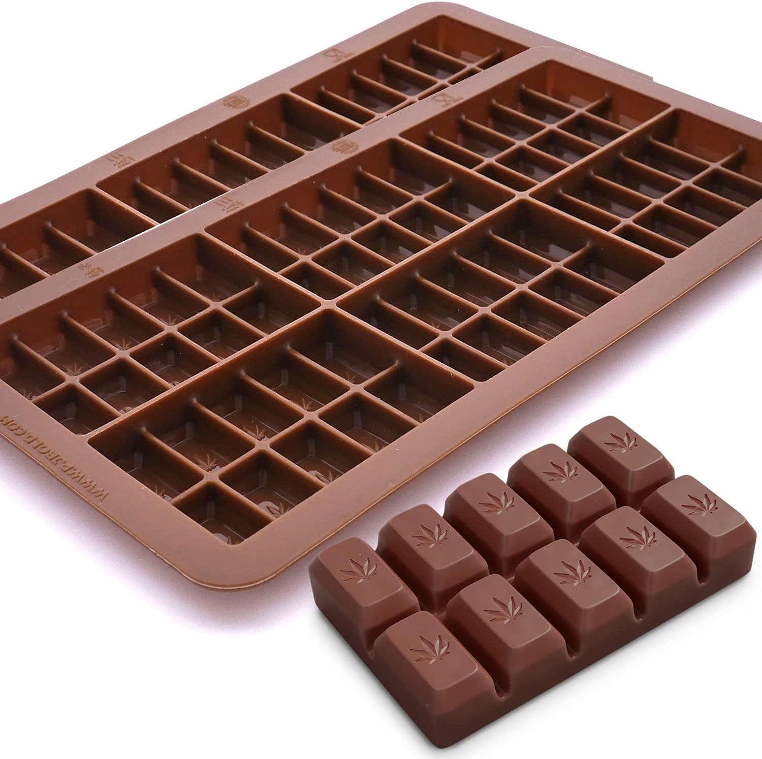 Amazon.com: Small Leaf Chocolate Bar Silicone Candy Mold Trays, 2 Pack ...